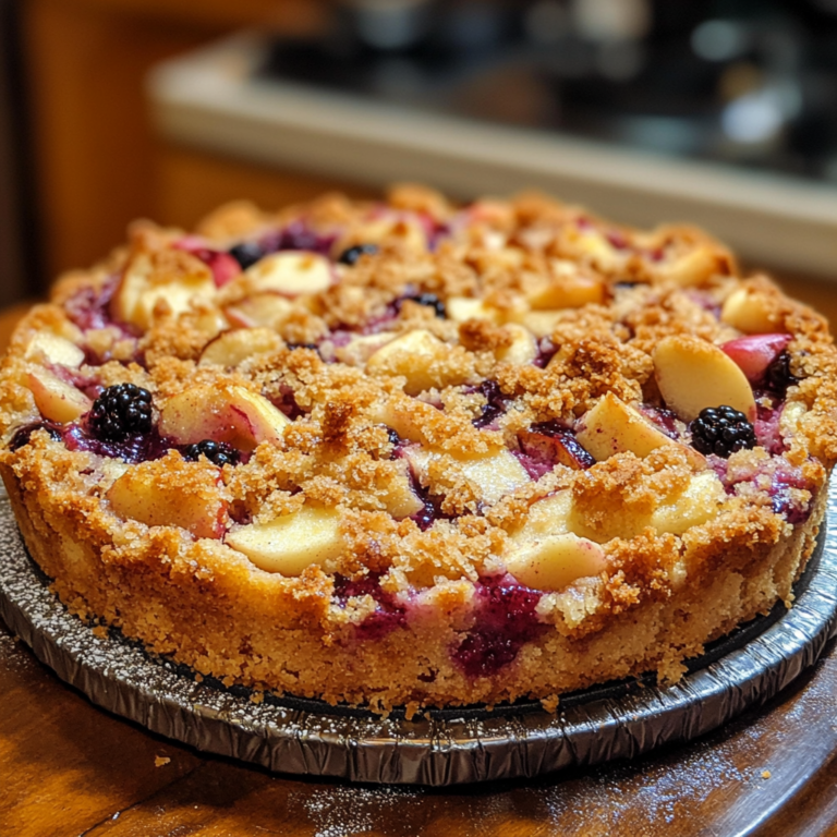 Apple Blackberry Crumble Cake