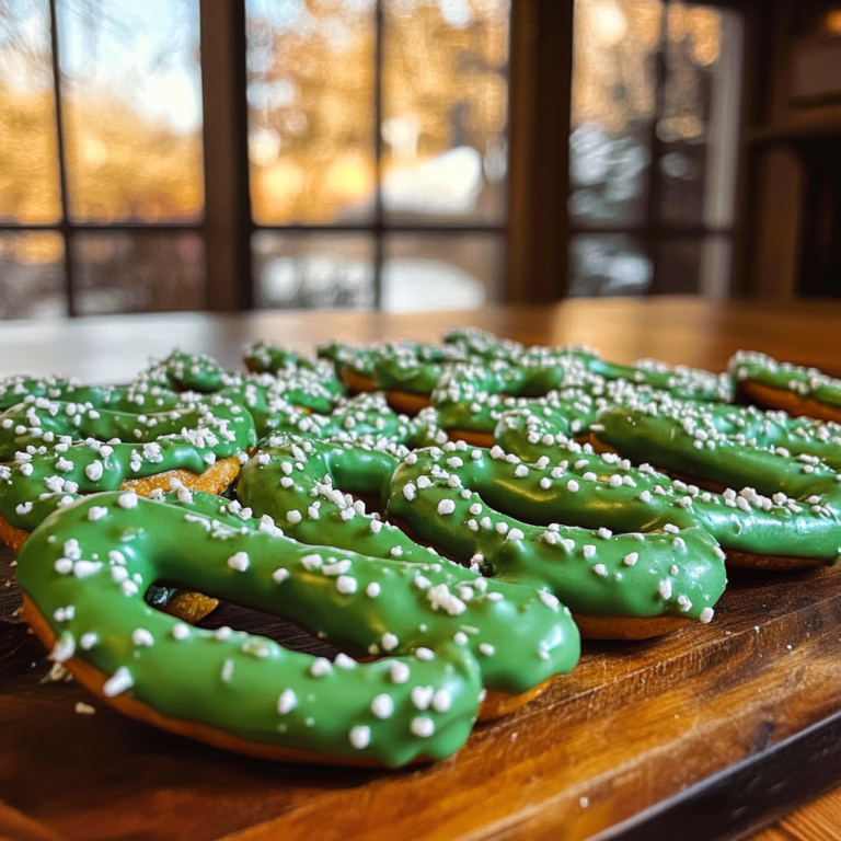 Green Chocolate-Covered Pretzels